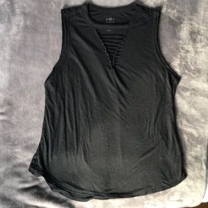 Black Tank Top with Front Design